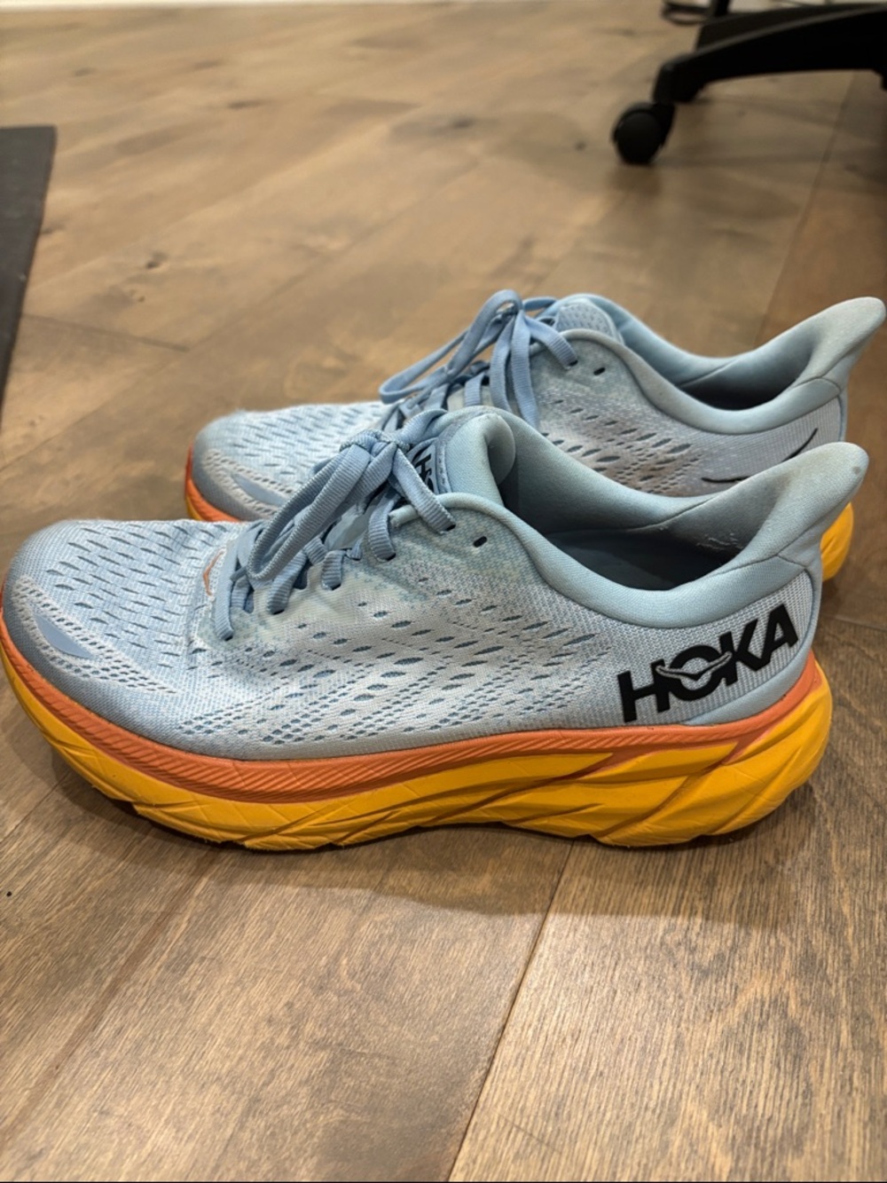 Hoka Women's Light Blue & Yellow Cushioned Running Shoes